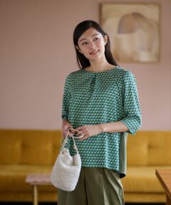 CARA O CRUZ / キャラ・オ・クルス カットソー | 洗える ジオメトリックプリントMIX切替プルオーバー【セットアップ】