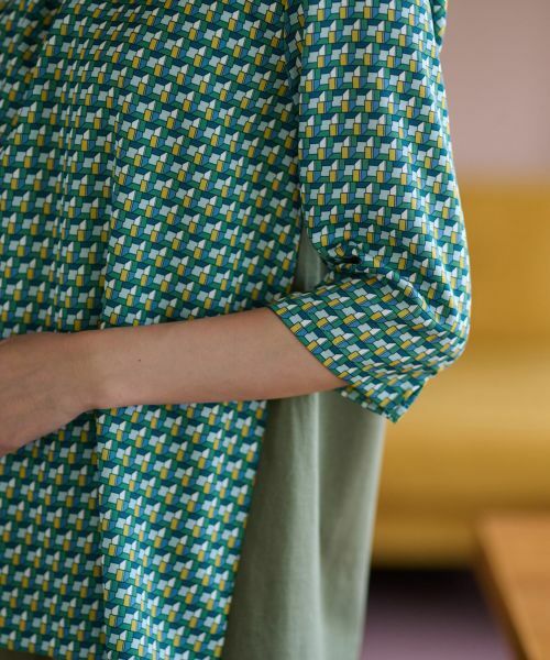 CARA O CRUZ / キャラ・オ・クルス カットソー | 洗える ジオメトリックプリントMIX切替プルオーバー【セットアップ】 | 詳細13