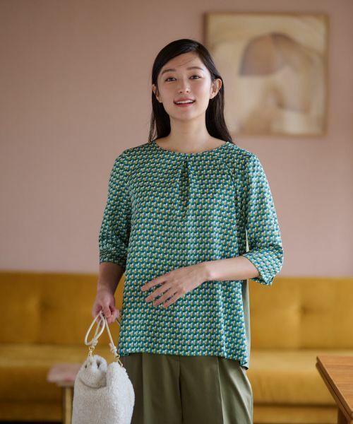 CARA O CRUZ / キャラ・オ・クルス カットソー | 洗える ジオメトリックプリントMIX切替プルオーバー【セットアップ】 | 詳細2