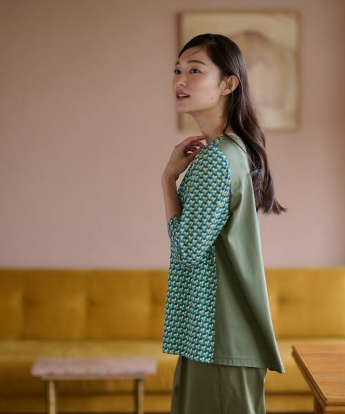 CARA O CRUZ / キャラ・オ・クルス カットソー | 洗える ジオメトリックプリントMIX切替プルオーバー【セットアップ】 | 詳細3