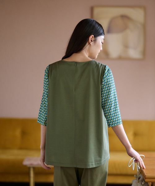 CARA O CRUZ / キャラ・オ・クルス カットソー | 洗える ジオメトリックプリントMIX切替プルオーバー【セットアップ】 | 詳細4