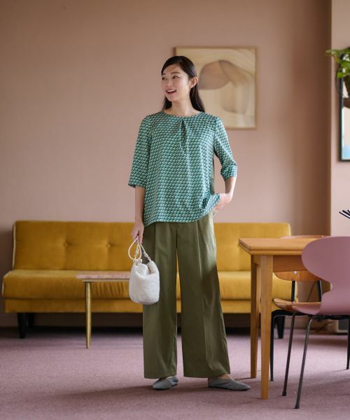 CARA O CRUZ / キャラ・オ・クルス カットソー | 洗える ジオメトリックプリントMIX切替プルオーバー【セットアップ】 | 詳細5