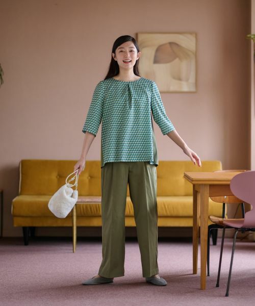 CARA O CRUZ / キャラ・オ・クルス カットソー | 洗える ジオメトリックプリントMIX切替プルオーバー【セットアップ】 | 詳細7