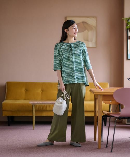 CARA O CRUZ / キャラ・オ・クルス カットソー | 洗える ジオメトリックプリントMIX切替プルオーバー【セットアップ】 | 詳細8