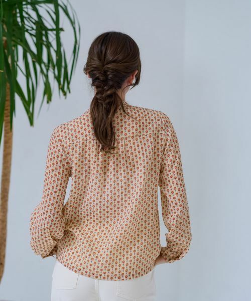 CARA O CRUZ / キャラ・オ・クルス シャツ・ブラウス | 洗える タイ付きフラワーブラウス【DIVISIONE TESSILE】 | 詳細4