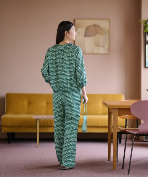 CARA O CRUZ / キャラ・オ・クルス その他パンツ | 洗える ジオメトリックプリントのワイドパンツ【セットアップ】 | 詳細10