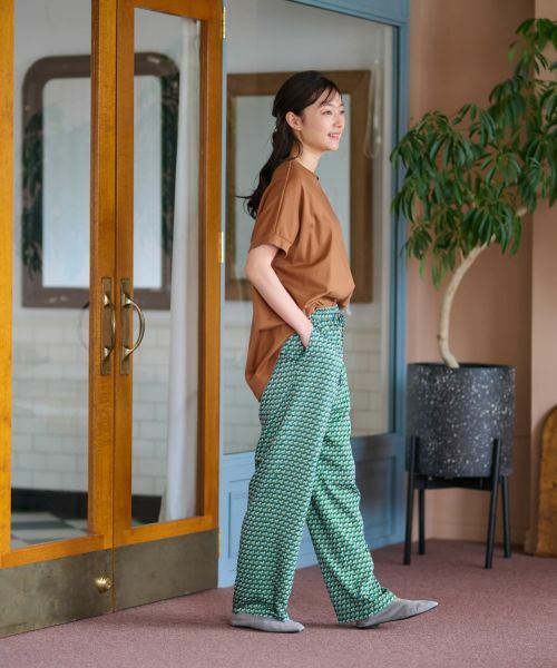 CARA O CRUZ / キャラ・オ・クルス その他パンツ | 洗える ジオメトリックプリントのワイドパンツ【セットアップ】 | 詳細5