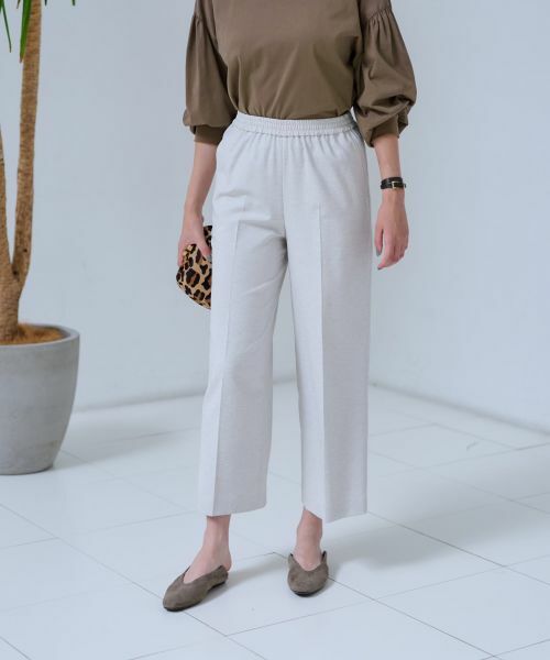 CARA O CRUZ / キャラ・オ・クルス その他パンツ | 洗える ウエストゴムワイドパンツ(ベージュ)