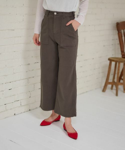 CARA O CRUZ / キャラ・オ・クルス その他パンツ | 洗えるベイカーパンツ【産地ナブル】(ブラウン系)
