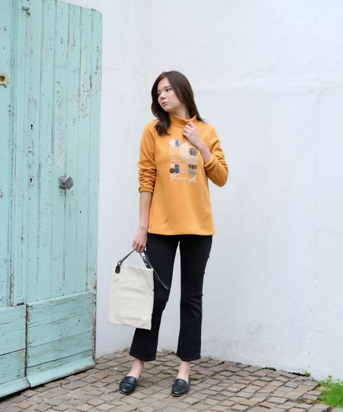 CARA O CRUZ / キャラ・オ・クルス デニムパンツ | 洗えるウエストリブブラックフレアパンツ | 詳細10