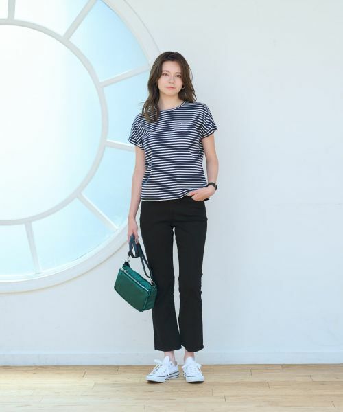 CARA O CRUZ / キャラ・オ・クルス デニムパンツ | 洗えるウエストリブブラックフレアパンツ | 詳細18