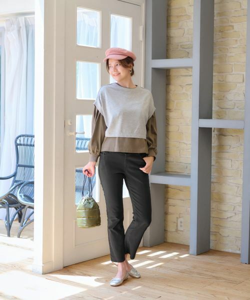 CARA O CRUZ / キャラ・オ・クルス デニムパンツ | 洗えるウエストリブブラックフレアパンツ | 詳細20