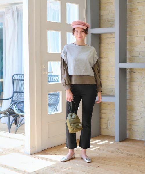CARA O CRUZ / キャラ・オ・クルス デニムパンツ | 洗えるウエストリブブラックフレアパンツ | 詳細21
