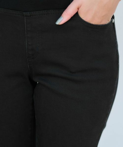 CARA O CRUZ / キャラ・オ・クルス デニムパンツ | 洗えるウエストリブブラックフレアパンツ | 詳細29