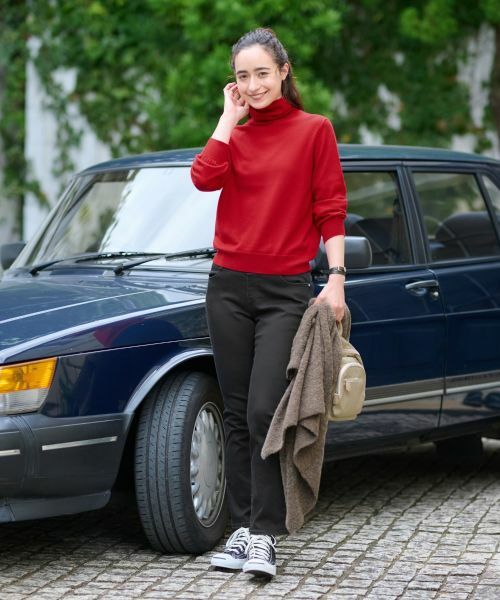 CARA O CRUZ / キャラ・オ・クルス デニムパンツ | 洗えるウエストリブブラックフレアパンツ | 詳細3