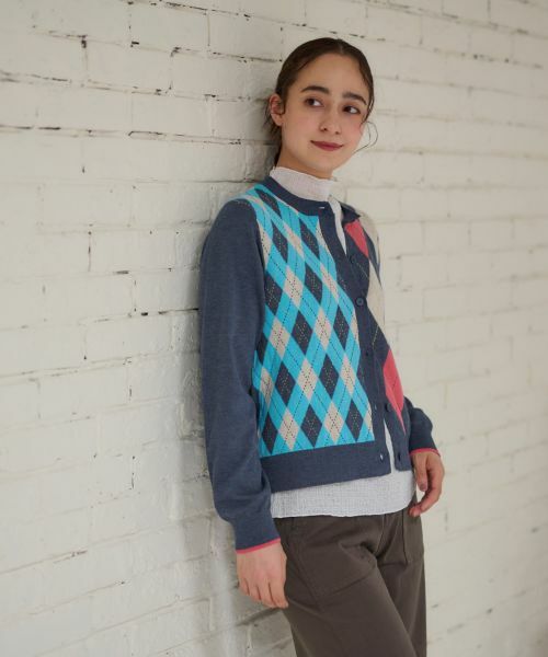 CARA O CRUZ / キャラ・オ・クルス カーディガン・ボレロ | 洗える アーガイルカーディガン | 詳細1