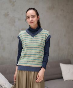 CARA O CRUZ / キャラ・オ・クルス テーラードジャケット | 洗える 前ジャカードニットベスト