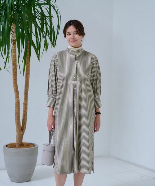 CARA O CRUZ / キャラ・オ・クルス ドレス | 洗える ストライプシャツワンピース | 詳細12