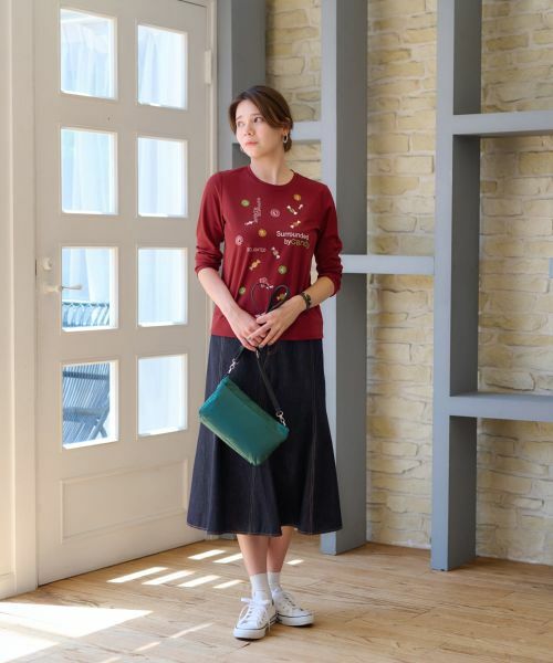 CARA O CRUZ / キャラ・オ・クルス ミニ・ひざ丈スカート | 洗える デニム風フレアスカート | 詳細12