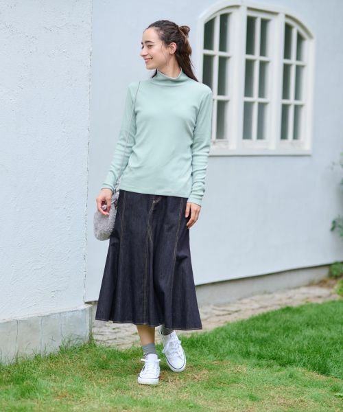 CARA O CRUZ / キャラ・オ・クルス ミニ・ひざ丈スカート | 洗える デニム風フレアスカート | 詳細4