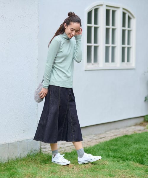 CARA O CRUZ / キャラ・オ・クルス ミニ・ひざ丈スカート | 洗える デニム風フレアスカート | 詳細5