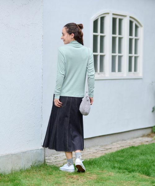 CARA O CRUZ / キャラ・オ・クルス ミニ・ひざ丈スカート | 洗える デニム風フレアスカート | 詳細6