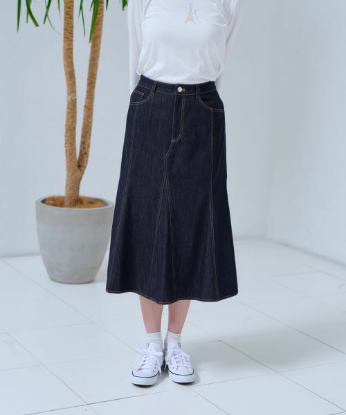 CARA O CRUZ / キャラ・オ・クルス ミニ・ひざ丈スカート | 洗える デニム風フレアスカート | 詳細7