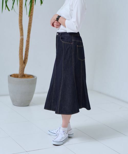 CARA O CRUZ / キャラ・オ・クルス ミニ・ひざ丈スカート | 洗える デニム風フレアスカート | 詳細8