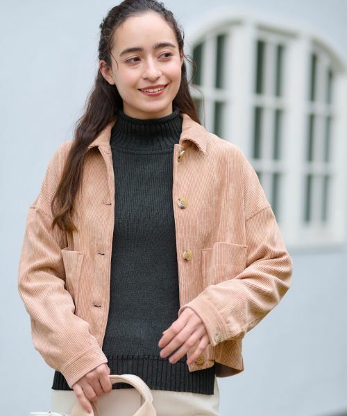 CARA O CRUZ / キャラ・オ・クルス シャツ・ブラウス | 洗える コーデュロイジャケット【ピンクリボン】【セットアップ】 | 詳細13