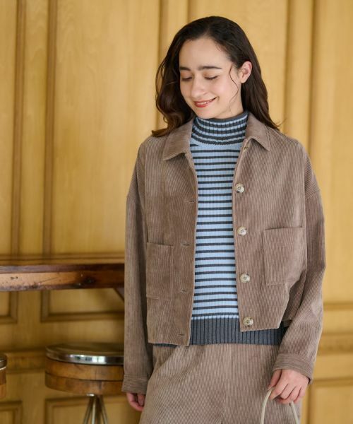 CARA O CRUZ / キャラ・オ・クルス シャツ・ブラウス | 洗える コーデュロイジャケット【ピンクリボン】【セットアップ】 | 詳細25