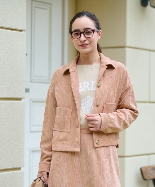 CARA O CRUZ / キャラ・オ・クルス シャツ・ブラウス | 洗える コーデュロイジャケット【ピンクリボン】【セットアップ】 | 詳細4