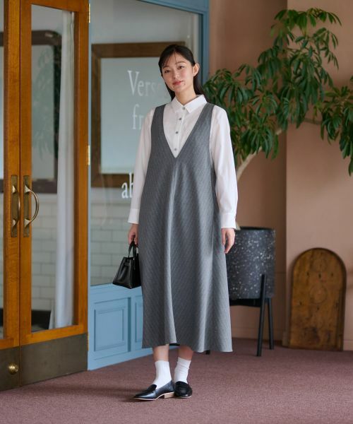 CARA O CRUZ / キャラ・オ・クルス ロング・マキシ丈ワンピース | 洗える ストライプジャンパースカート | 詳細10