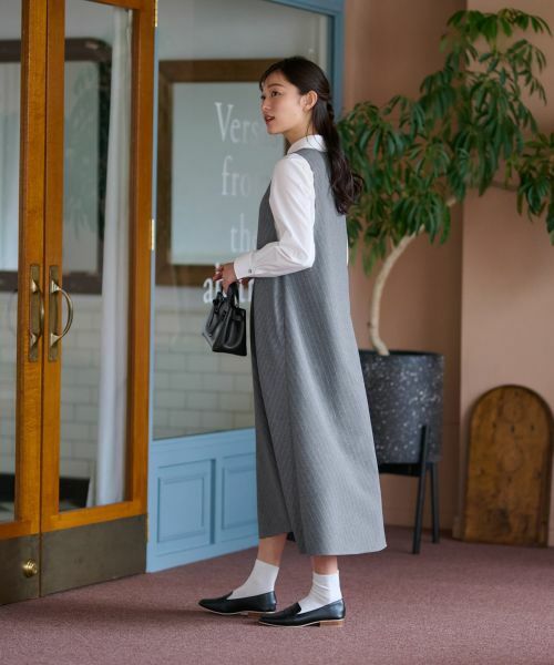 CARA O CRUZ / キャラ・オ・クルス ロング・マキシ丈ワンピース | 洗える ストライプジャンパースカート | 詳細11