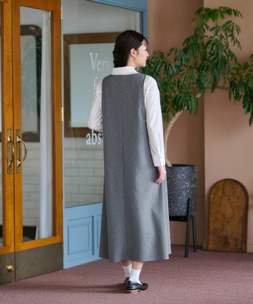 CARA O CRUZ / キャラ・オ・クルス ロング・マキシ丈ワンピース | 洗える ストライプジャンパースカート | 詳細12