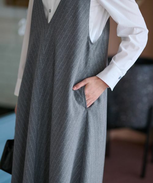 CARA O CRUZ / キャラ・オ・クルス ロング・マキシ丈ワンピース | 洗える ストライプジャンパースカート | 詳細15