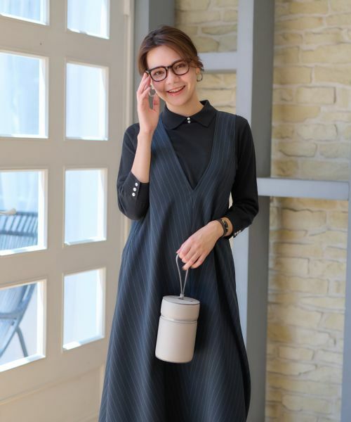 CARA O CRUZ / キャラ・オ・クルス ロング・マキシ丈ワンピース | 洗える ストライプジャンパースカート | 詳細2