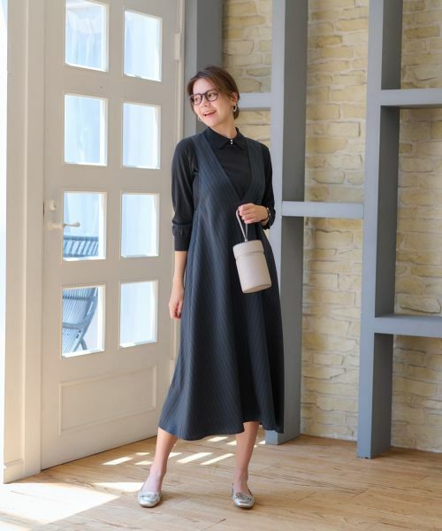 CARA O CRUZ / キャラ・オ・クルス ロング・マキシ丈ワンピース | 洗える ストライプジャンパースカート | 詳細7