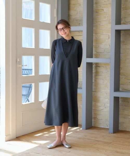 CARA O CRUZ / キャラ・オ・クルス ロング・マキシ丈ワンピース | 洗える ストライプジャンパースカート | 詳細8