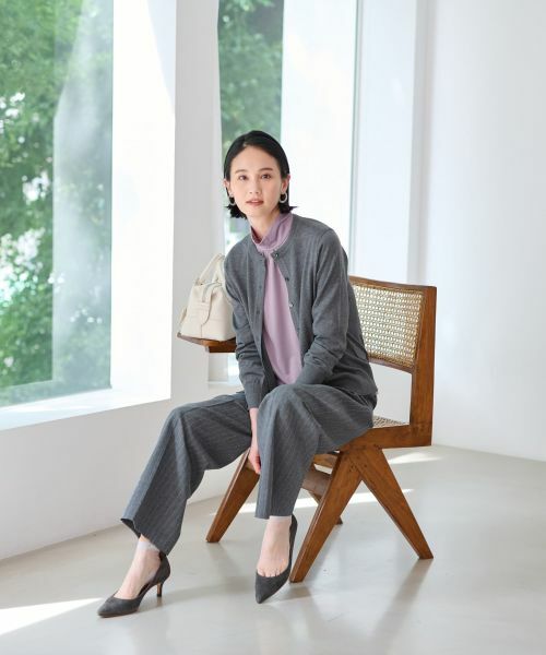 CARA O CRUZ / キャラ・オ・クルス その他パンツ | 洗える 後ろウエストゴムストライプパンツ | 詳細1