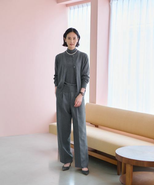 CARA O CRUZ / キャラ・オ・クルス その他パンツ | 洗える 後ろウエストゴムストライプパンツ | 詳細11