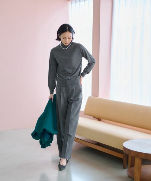 CARA O CRUZ / キャラ・オ・クルス その他パンツ | 洗える 後ろウエストゴムストライプパンツ | 詳細12