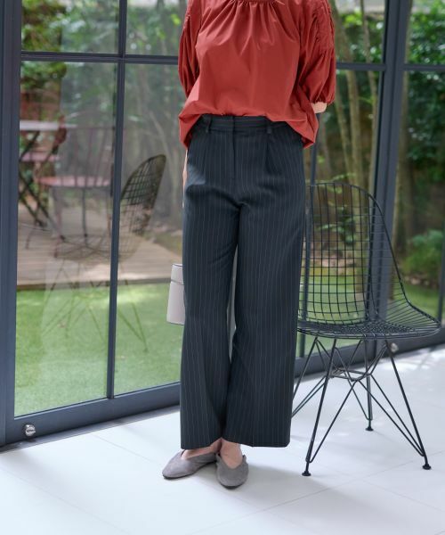 CARA O CRUZ / キャラ・オ・クルス その他パンツ | 洗える 後ろウエストゴムストライプパンツ | 詳細13