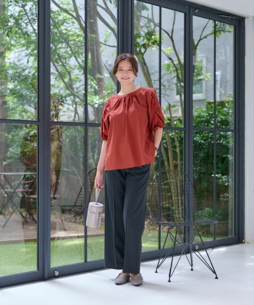 CARA O CRUZ / キャラ・オ・クルス その他パンツ | 洗える 後ろウエストゴムストライプパンツ | 詳細16