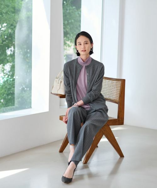 CARA O CRUZ / キャラ・オ・クルス その他パンツ | 洗える 後ろウエストゴムストライプパンツ | 詳細2