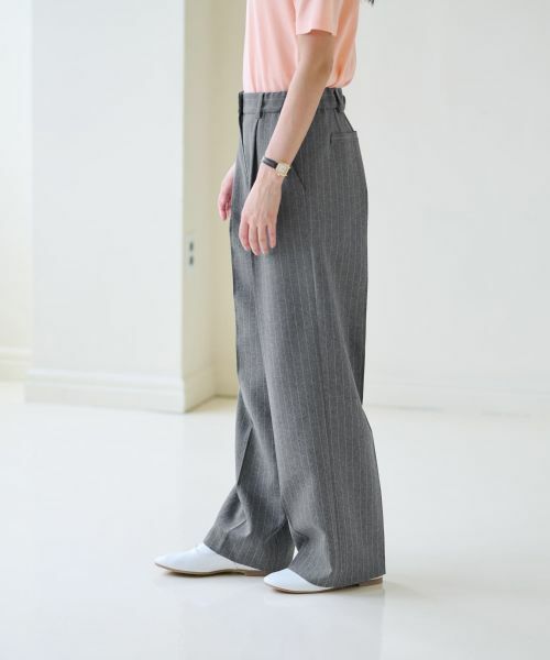 CARA O CRUZ / キャラ・オ・クルス その他パンツ | 洗える 後ろウエストゴムストライプパンツ | 詳細21