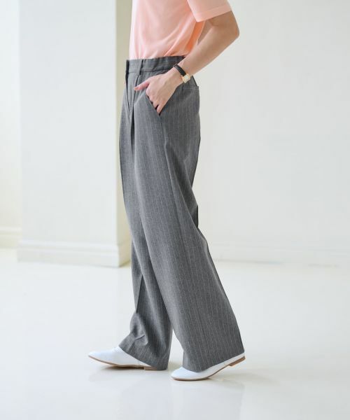 CARA O CRUZ / キャラ・オ・クルス その他パンツ | 洗える 後ろウエストゴムストライプパンツ | 詳細22