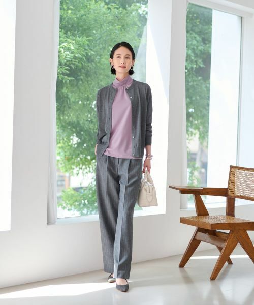 CARA O CRUZ / キャラ・オ・クルス その他パンツ | 洗える 後ろウエストゴムストライプパンツ | 詳細3