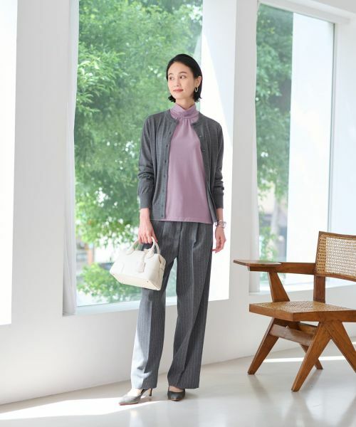 CARA O CRUZ / キャラ・オ・クルス その他パンツ | 洗える 後ろウエストゴムストライプパンツ | 詳細4