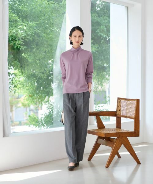 CARA O CRUZ / キャラ・オ・クルス その他パンツ | 洗える 後ろウエストゴムストライプパンツ | 詳細5