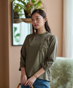 CARA O CRUZ / キャラ・オ・クルス Tシャツ | 【汗じみ防止 洗える】刺繍＆スパンコールの胸ポケットＴシャツ【CoC by CARA O CRUZ】